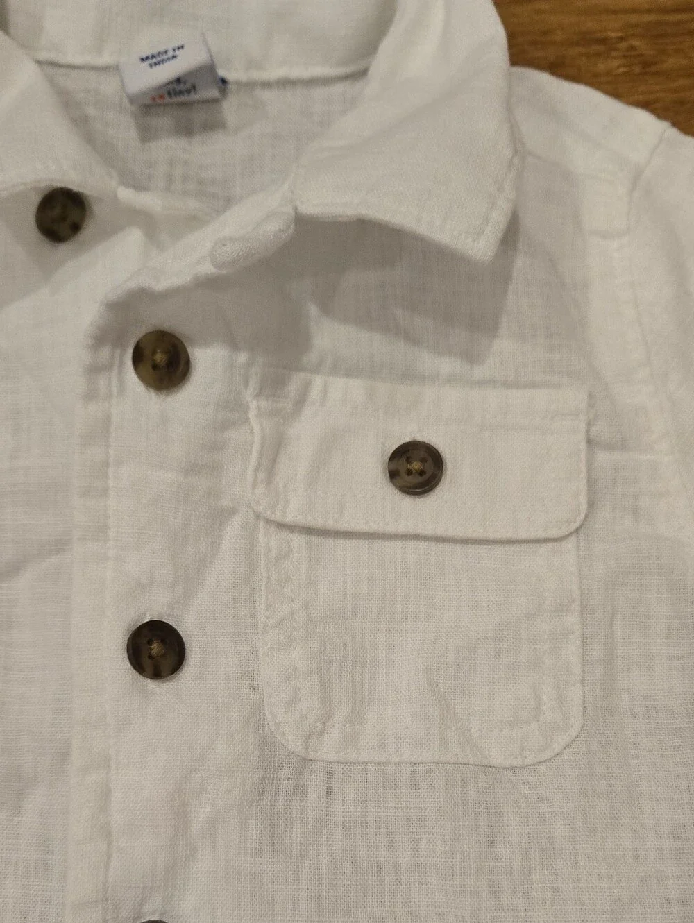 Old Navy Baby Toddler Short Sleeve Button Down White Cotton Shirt